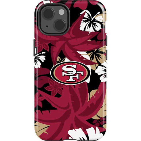 NFL San Francisco 49ers Tropical Print iPhone 15 Impact Case