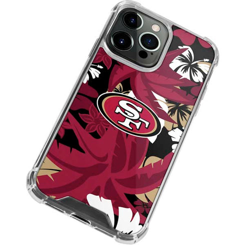 NFL San Francisco 49ers Tropical Print iPhone 15 Pro Max Clear Case