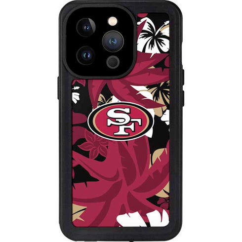 NFL San Francisco 49ers Tropical Print iPhone 14 Pro Waterproof Case