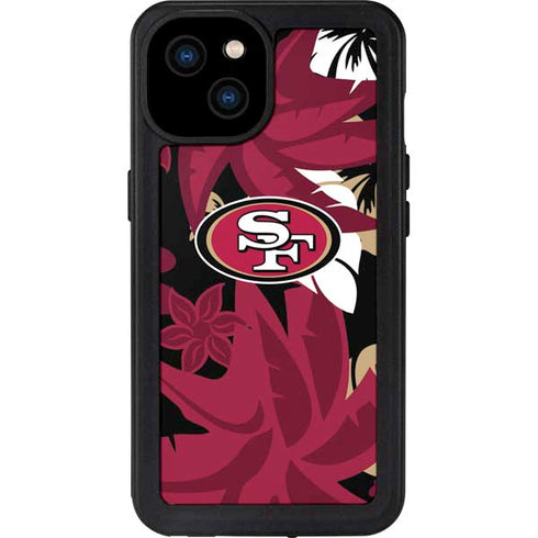 NFL San Francisco 49ers Tropical Print iPhone 15 Plus Waterproof Case