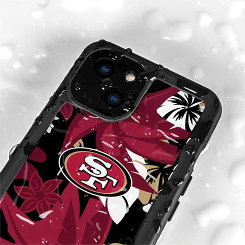 NFL San Francisco 49ers Tropical Print iPhone 15 Plus Waterproof Case
