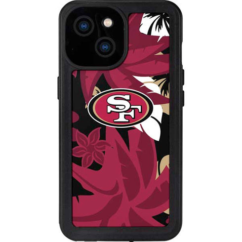 NFL San Francisco 49ers Tropical Print iPhone 15 Waterproof Case