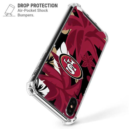 NFL San Francisco 49ers Tropical Print iPhone XS Max Clear Case