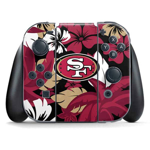NFL San Francisco 49ers Tropical Print Nintendo Switch (2017-2021) Joy-Con Controller Skin