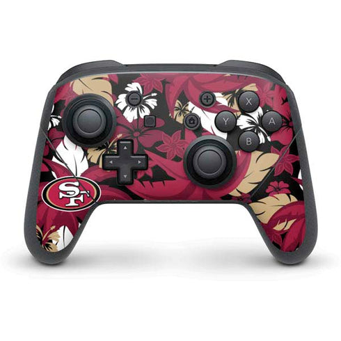 NFL San Francisco 49ers Tropical Print Nintendo Switch Pro Controller Skin