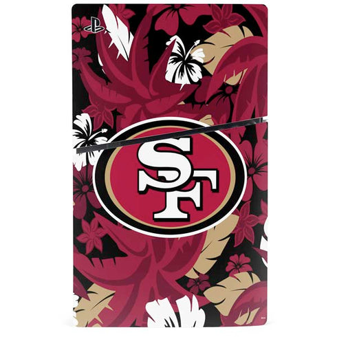 NFL San Francisco 49ers Tropical Print PS5 Slim Disk Console Skin