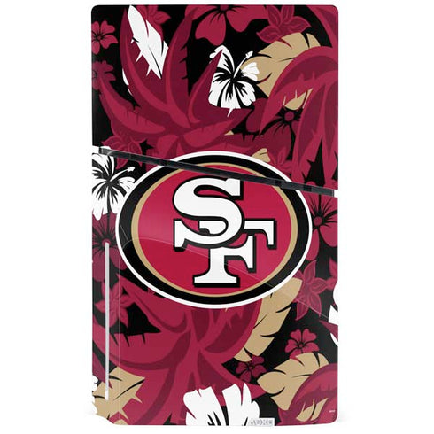 NFL San Francisco 49ers Tropical Print PS5 Slim Disk Console Skin