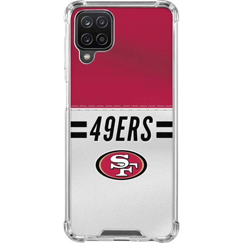 NFL San Francisco 49ers White Striped Galaxy A12 Clear Case