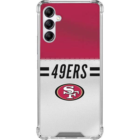 NFL San Francisco 49ers White Striped Galaxy A15 5G Clear Case