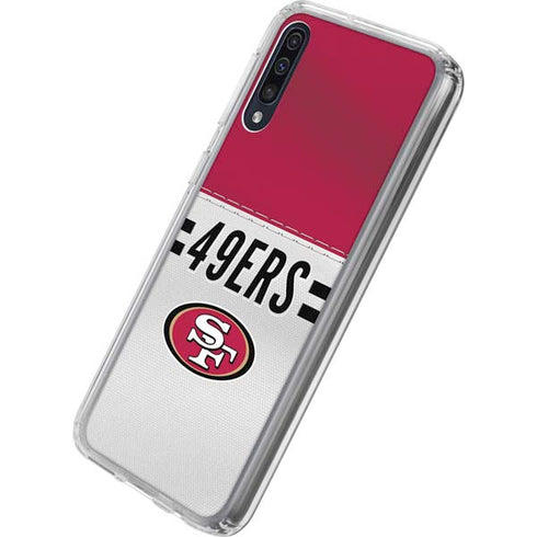 NFL San Francisco 49ers White Striped Galaxy A50 Clear Case