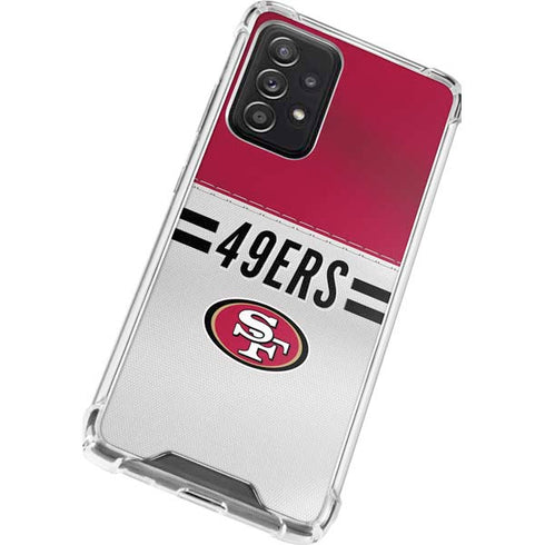 NFL San Francisco 49ers White Striped Galaxy A52 5G Clear Case