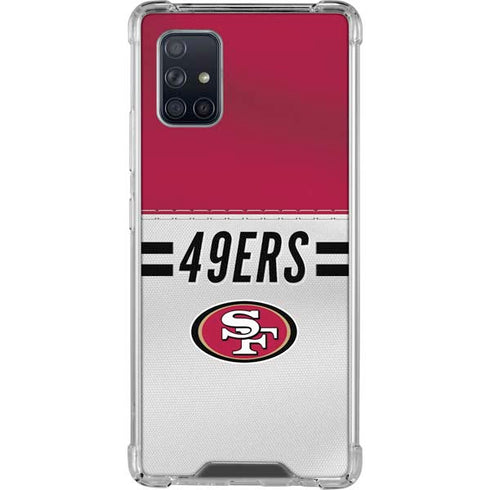 NFL San Francisco 49ers White Striped Galaxy A71 5G Clear Case