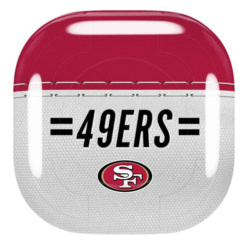 NFL San Francisco 49ers White Striped Galaxy Buds Pro Skin