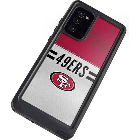 NFL San Francisco 49ers White Striped Galaxy Note20 5G Waterproof Case