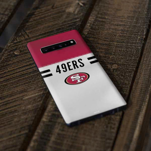 NFL San Francisco 49ers White Striped Galaxy S10 Plus Skin