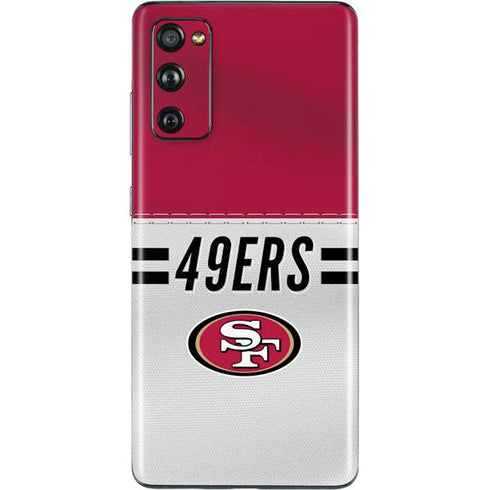 NFL San Francisco 49ers White Striped Galaxy S20 Fan Edition Skin