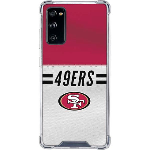 NFL San Francisco 49ers White Striped Galaxy S20 FE Clear Case