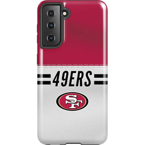 NFL San Francisco 49ers White Striped Galaxy S21 5G Pro Case