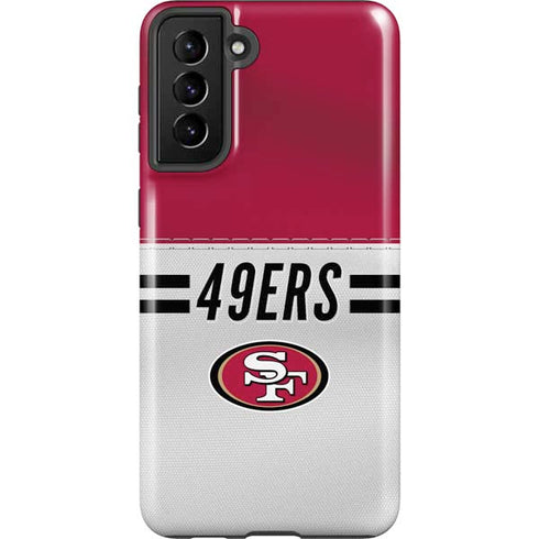NFL San Francisco 49ers White Striped Galaxy S21 FE Pro Case