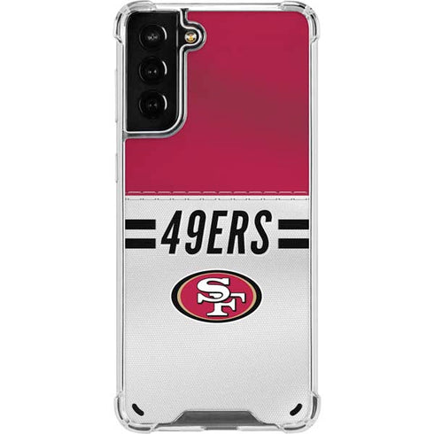 NFL San Francisco 49ers White Striped Galaxy S21 Plus 5G Clear Case