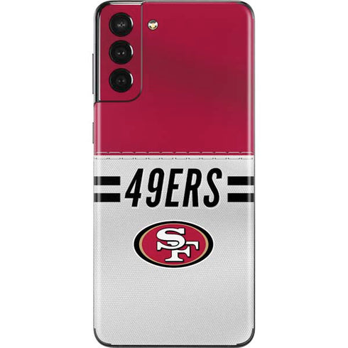 NFL San Francisco 49ers White Striped Galaxy S21 Plus 5G Skin