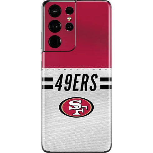 NFL San Francisco 49ers White Striped Galaxy S21 Ultra 5G Skin