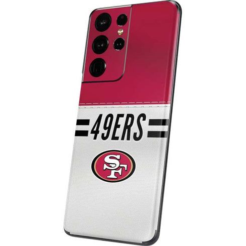 NFL San Francisco 49ers White Striped Galaxy S21 Ultra 5G Skin