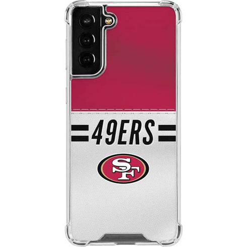 NFL San Francisco 49ers White Striped Galaxy S22 Plus Clear Case