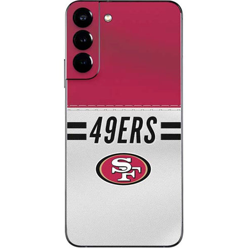 NFL San Francisco 49ers White Striped Galaxy S22 Plus Skin