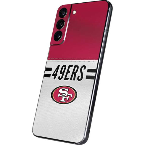 NFL San Francisco 49ers White Striped Galaxy S22 Plus Skin