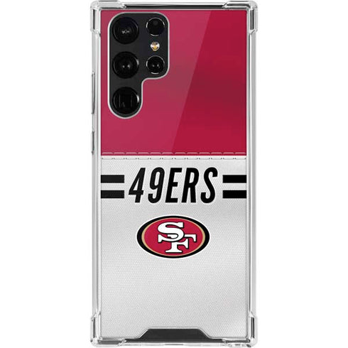 NFL San Francisco 49ers White Striped Galaxy S22 Ultra Clear Case