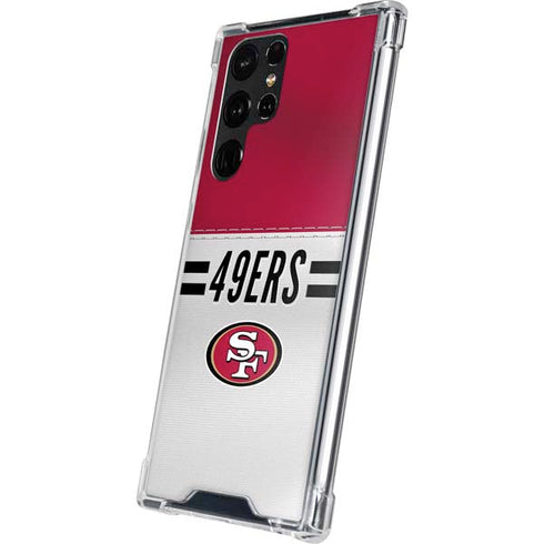 NFL San Francisco 49ers White Striped Galaxy S22 Ultra Clear Case