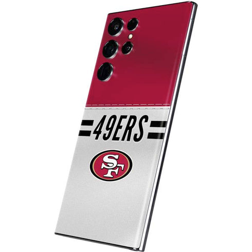 NFL San Francisco 49ers White Striped Galaxy S22 Ultra Skin