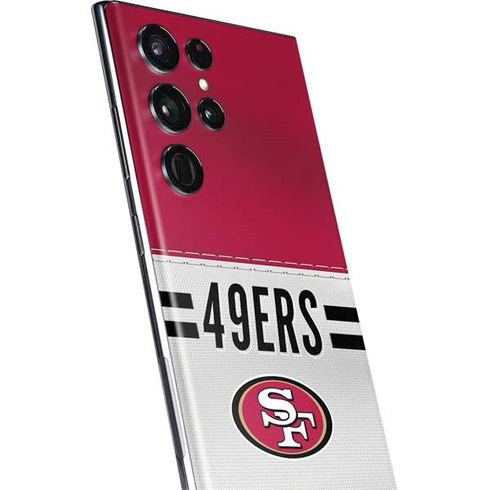 NFL San Francisco 49ers White Striped Galaxy S22 Ultra Skin