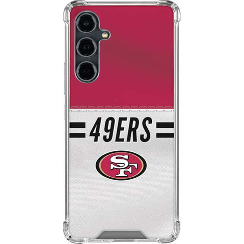 NFL San Francisco 49ers White Striped Galaxy S23 FE Clear Case