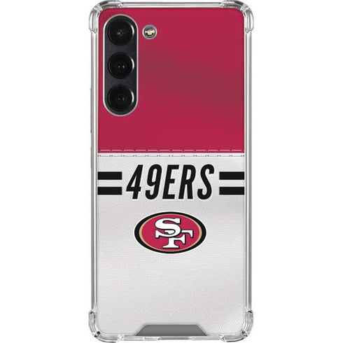 NFL San Francisco 49ers White Striped Galaxy S23 Plus Clear Case
