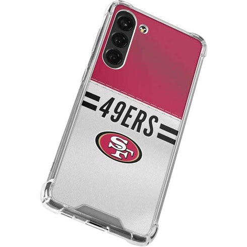 NFL San Francisco 49ers White Striped Galaxy S23 Plus Clear Case