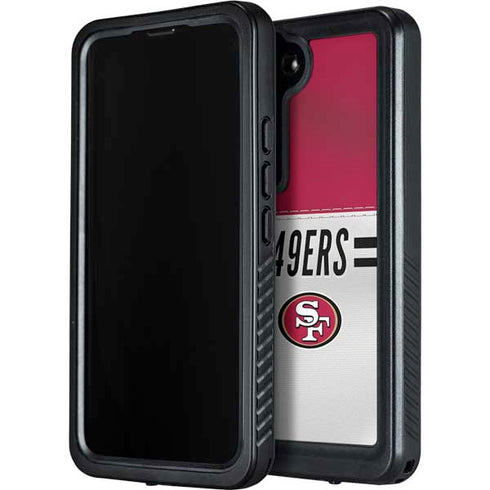 NFL San Francisco 49ers White Striped Galaxy S23 Plus Waterproof Case