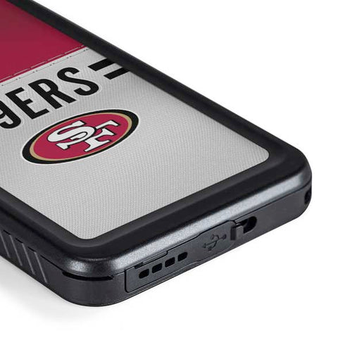 NFL San Francisco 49ers White Striped Galaxy S23 Plus Waterproof Case