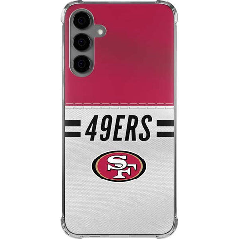 NFL San Francisco 49ers White Striped Galaxy S24 Plus Clear Case