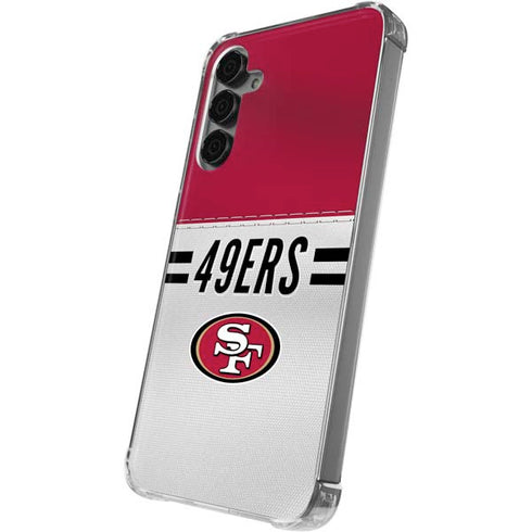 NFL San Francisco 49ers White Striped Galaxy S24 Plus Clear Case
