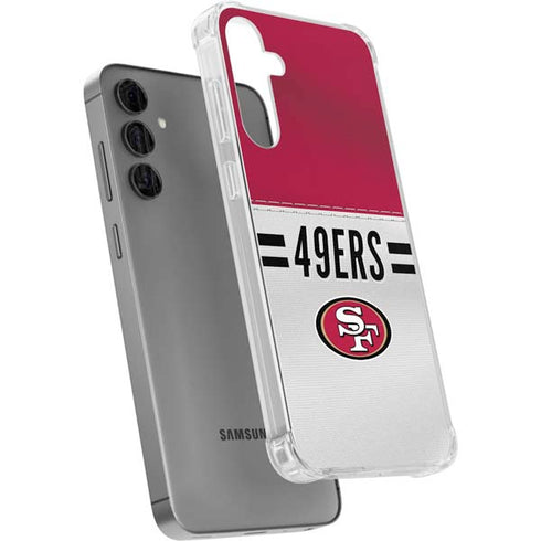 NFL San Francisco 49ers White Striped Galaxy S24 Plus Clear Case