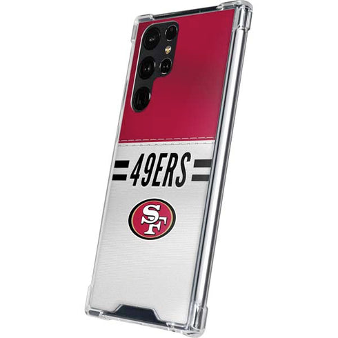 NFL San Francisco 49ers White Striped Galaxy S24 Ultra Clear Case