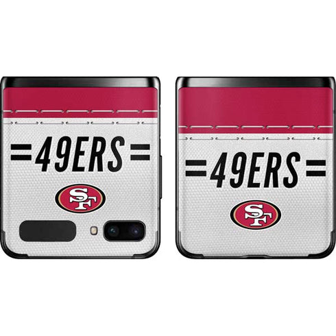 NFL San Francisco 49ers White Striped Galaxy Z Flip Skin