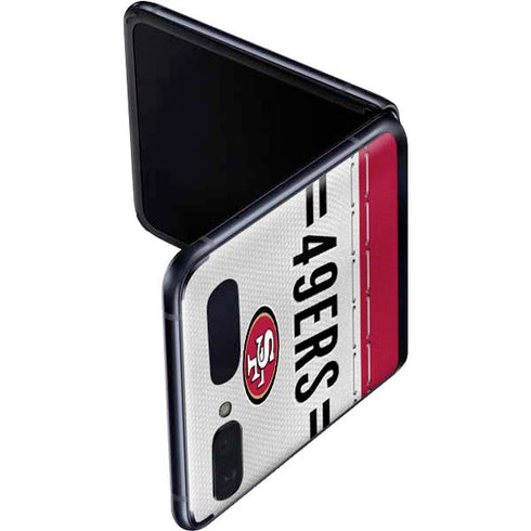 NFL San Francisco 49ers White Striped Galaxy Z Flip Skin