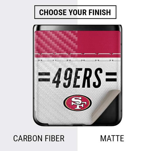 NFL San Francisco 49ers White Striped Galaxy Z Flip Skin