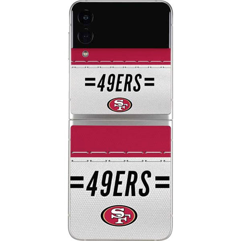 NFL San Francisco 49ers White Striped Galaxy Z Flip3 5G Skin