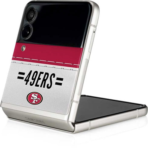 NFL San Francisco 49ers White Striped Galaxy Z Flip3 5G Skin