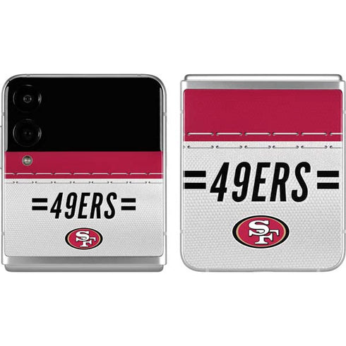 NFL San Francisco 49ers White Striped Galaxy Z Flip4 5G Skin
