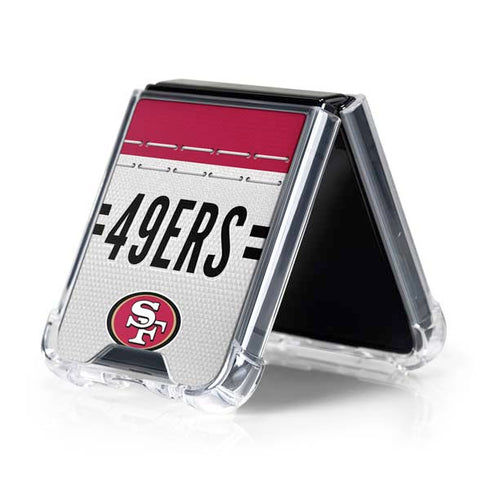 NFL San Francisco 49ers White Striped Galaxy Z Flip5 5G Clear Case